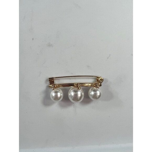 Set of 2 Gold Tone & Silver Tone Pearl Pins/Brooches. Gold & Silver. - Picture 4 of 6